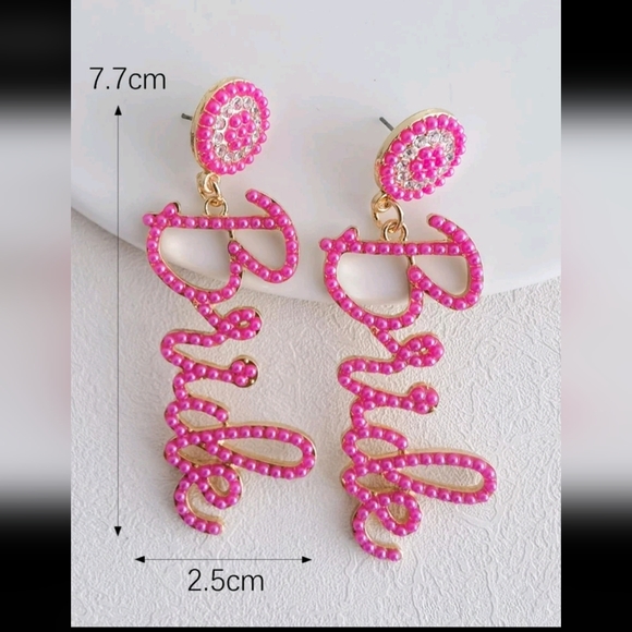 Barbie Pink "Bride" earrings - Picture 2 of 2